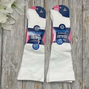 Over The Calf Women's Compression Socks White, Medium Shoe Size 6-10, 2, 1 Packs